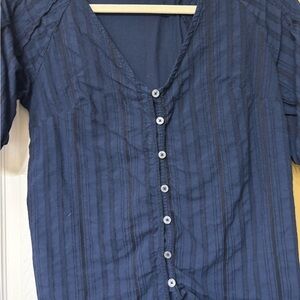 LOFT Navy Button-Up Blouse